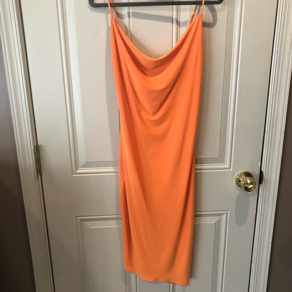 ZARA MIDI ORANGE DRESS SZ S - Picture 6 of 8